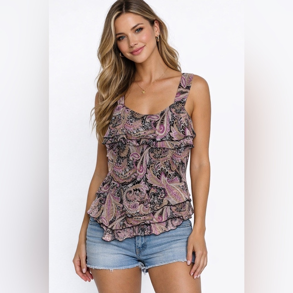 Y2K Paisley Top Large Vintage Whimsical Fairy Dark Romantic Asymmetrical